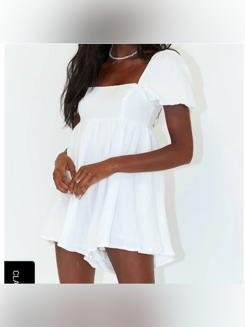Princess Polly White Puff-Sleeve Square-Neck Romper | New without Tags
